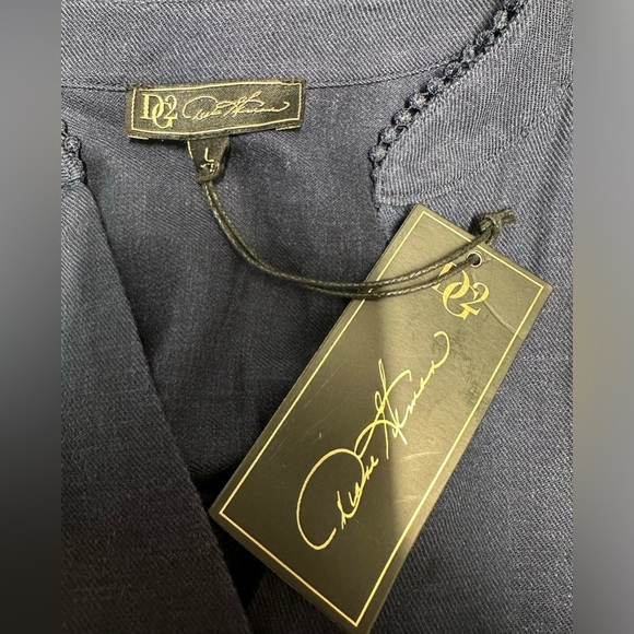 NWT DG2 By Diane Gilman Linen Blend High Low Sleeveless Top Sz L - Picture 9 of 10